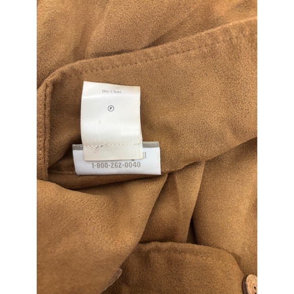 Coldwater Creek Faux Suede Button Up Shirt Jacket Camel XLG - Picture 9 of 11